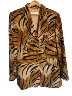 Vintage Escada Tiger Print Blazer Size 40 Rabbit Angora Wool
